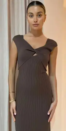 Sir the Label Sylvie Twist Dress Chocolate for rent on The Volte - image 2