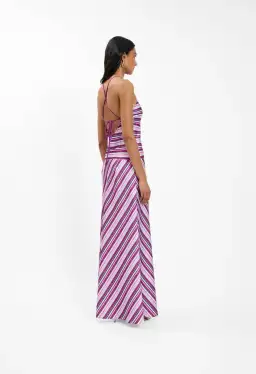 WITH HARPER LU | HALTER MAXI DRESS | VIOLET STRIPE | SIZE M/10 for rent on The Volte - image 4