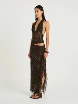 Benni Penelope Maxi Dress Brown Polka Size 8 for rent on The Volte - image 2