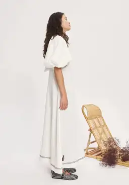 Alemais Magnolia Midi Dress White Linen Size 14 for rent on The Volte - image 2