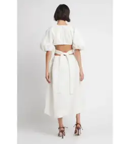 Aje Mimosa Cutout Midi Dress In Ivory - Size 8 for rent on The Volte - image 3