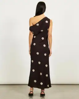Lover - Emilia Sequin Flower Maxi Dress Chocolate Brown size 6 for rent on The Volte - image 4