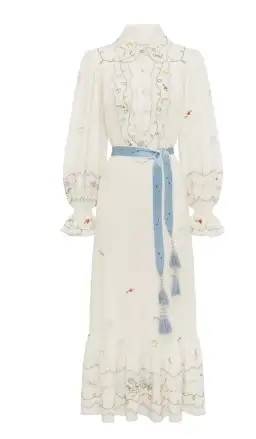 ALEMAIS GIULIA EMBROIDERED MIDI DRESS CREAM SIZE AU 12 fit 14 for rent on The Volte - image 6