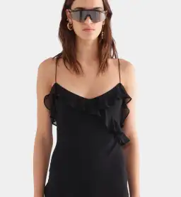 Venroy Silk Ruffle Slip Dress - Black XS / AU 6 for rent on The Volte - image 4