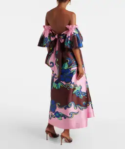 ALEMAIS AZALEA OFF-SHOULDER SATIN MIDI DRESS FLORAL SIZE AU 14 for rent on The Volte - image 2
