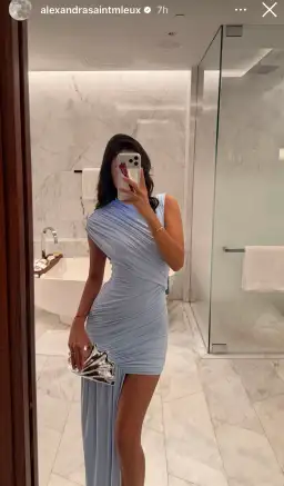 DE LA VALI RAVENNA DRAPED JERSEY MINI DRESS IN SKY BLUE AU 8 for rent on The Volte - image 1