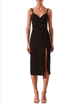 Shona Joy Andrea Fitted Cocktail Dress with Belt Size 6