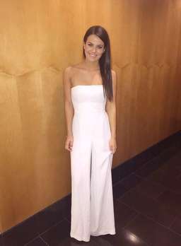 Bianca Spender Strapless White Jumpsuit size 8 for rent on The Volte - image 1