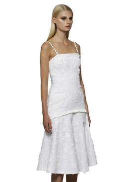 By Johnny Drop Flare Midi Secret Garden Dress in White size 8 for rent on The Volte - image 1