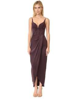 Zimmermann Sueded Silk Plunge Drape Long Dress Burgundy Size 8