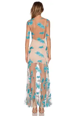 For Love and Lemons Orchid Sheer Maxi Dress Nude Size 8 for rent on The Volte - image 4