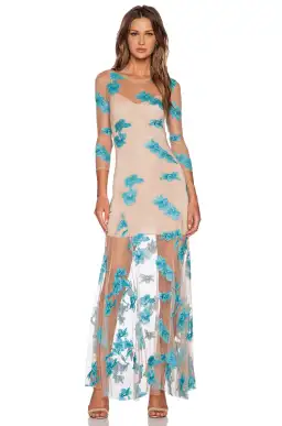 For Love and Lemons Orchid Sheer Maxi Dress Nude Size 8 for rent on The Volte - image 1