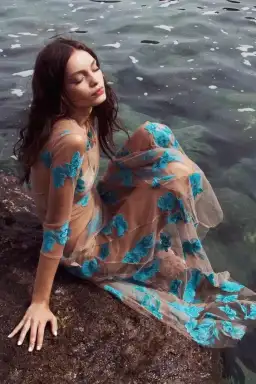 For Love and Lemons Orchid Sheer Maxi Dress Nude Size 8 for rent on The Volte - image 3