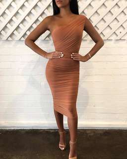 Nookie Inspire One Shoulder Midi Dress Tan Size XS for rent on The Volte - image 3