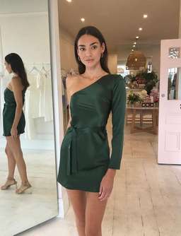 One Fell Swoop Penny Asym Mini Dress Size 10 - Petrol (Green)