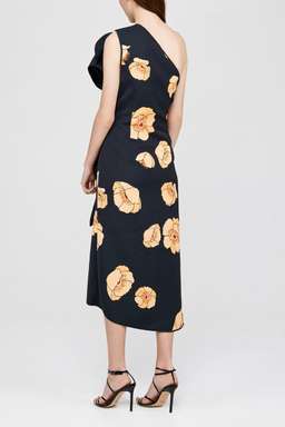 Acler Crawford Midi Dress Black Large Amber Poppy Size 8 for rent on The Volte - image 3