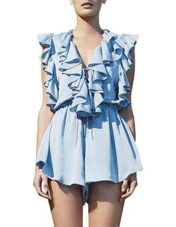 Shona Joy Ruffle Lace Up Playsuit Blue Size 6 for rent on The Volte - image 1