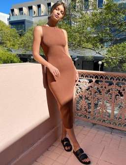 Bec & Bridge Sorbet Summer Midi Dress - Chocolate - Size 6