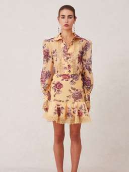 Keepsake the Label Atomic Long Sleeve Mini Dress Butterscotch Garden Floral Size 10 for rent on The Volte - image 3
