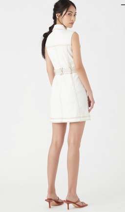 Aje Mimosa Alek Denim Mini Dress White Size 4 for rent on The Volte - image 3