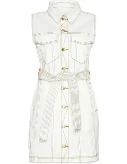 Aje Mimosa Alek Denim Mini Dress White Size 4 for rent on The Volte - image 4