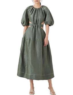 Aje Mimosa Cutout Midi Dress Green Size 8