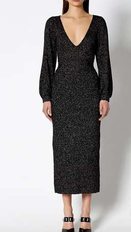 Scanlan Theodore Calypso Tinsel V Neck Gown Black Size 8 for rent on The Volte - image 4