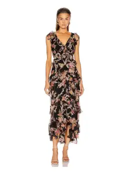 Zimmermann Wavelength Frilled Midi Dress Black Pheonix Size 12 for rent on The Volte - image 1