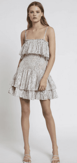 Aje Esme Smocked Mini Dress White Size 6 for rent on The Volte - image 1