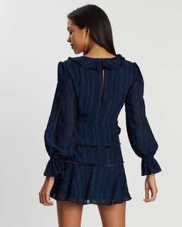 Finders Keepers Soraya Navy Blue Long Sleeve Tie-Front Mini Dress Size 8  for rent on The Volte - image 3
