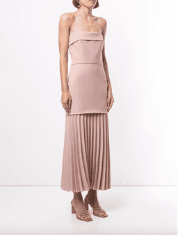 Dion Lee Linear Crepe Pleated Midi Dress Pink Size 6 for rent on The Volte - image 3