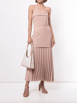 Dion Lee Linear Crepe Pleated Midi Dress Pink Size 6 for rent on The Volte - image 1