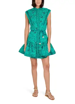 Zimmermann Lulu Panelled Flip Mini Dress Jade Floral Size 6 for rent on The Volte - image 1