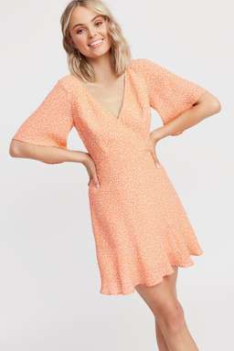 Kookai Saint Ives Vee Dress Orange Size 38 (Aus10)