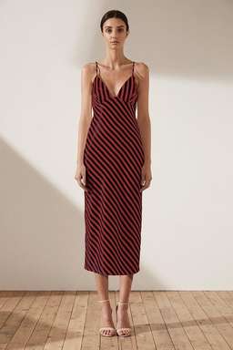 Shona Joy Bias Slip Midi Red and Navy Stripe Size 6 for rent on The Volte - image 1