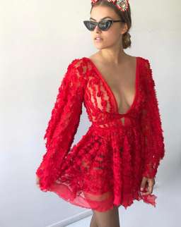 Judy Copley Couture Red Poppy Dress Size 6 