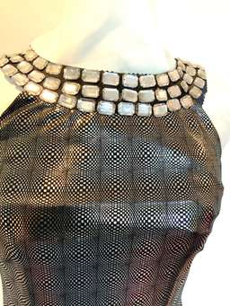 Valentino black and silver geometric mini dress