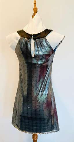 Valentino black and silver geometric mini dress