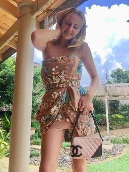 Blumarine 3D Floral Cocktail Dress Nude Size 6 for rent on The Volte - image 6