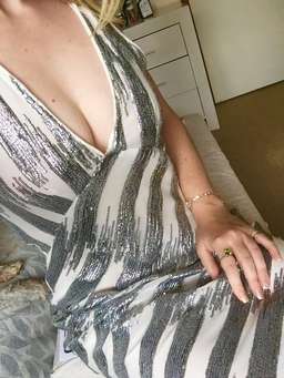 Manning Cartell Sequin Midi Plunging Dress Silver White Size 6 for rent on The Volte - image 7