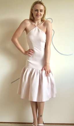 By Johnny Fit and Flare Midi Dress Pale Pink Size 6 for rent on The Volte - image 1