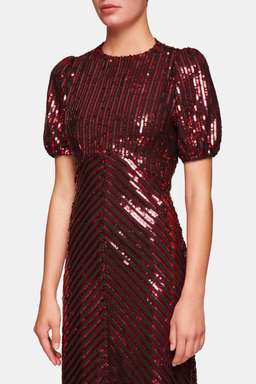 RIXO LONDON - LAURA JACKSON DAISY VELVET-TRIMMED SEQUINED CREPE MIDI DRESS for rent on The Volte - image 3