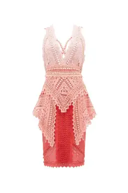 Thurley La Rambla Lace Midi Dress Pink Size 10 for rent on The Volte - image 4