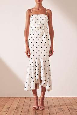 Shona Joy Abigail Trumpet Midi Black & White Polka Dot Size 10 for rent on The Volte - image 2