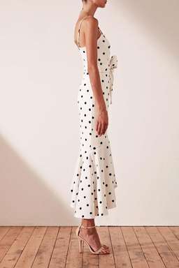 Shona Joy Abigail Trumpet Midi Black & White Polka Dot Size 8 for rent on The Volte - image 4