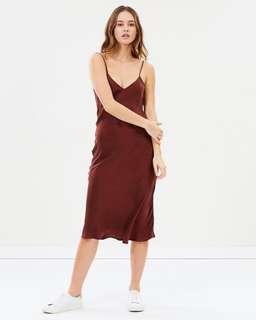 Silk Laundry 90s Slip Dress in Plum size 10