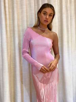 L'Idee Soiree One Shoulder Long Sleeve Dress in Pink Size 6 for rent on The Volte - image 5