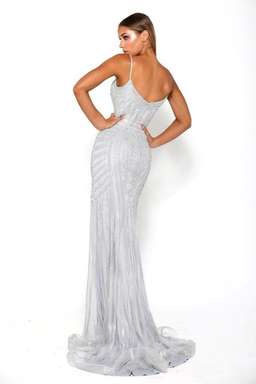 Portia and Scarlett Lourdes Gown Silver Size 8