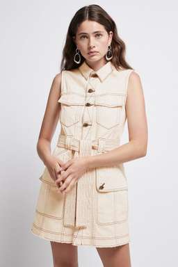 Aje Silvatica Denim Mini Dress Sand Size 6 for rent on The Volte - image 2