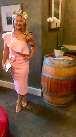 Scanlan Theodore Crepe Knit Ruffle Dress Pink Size 10